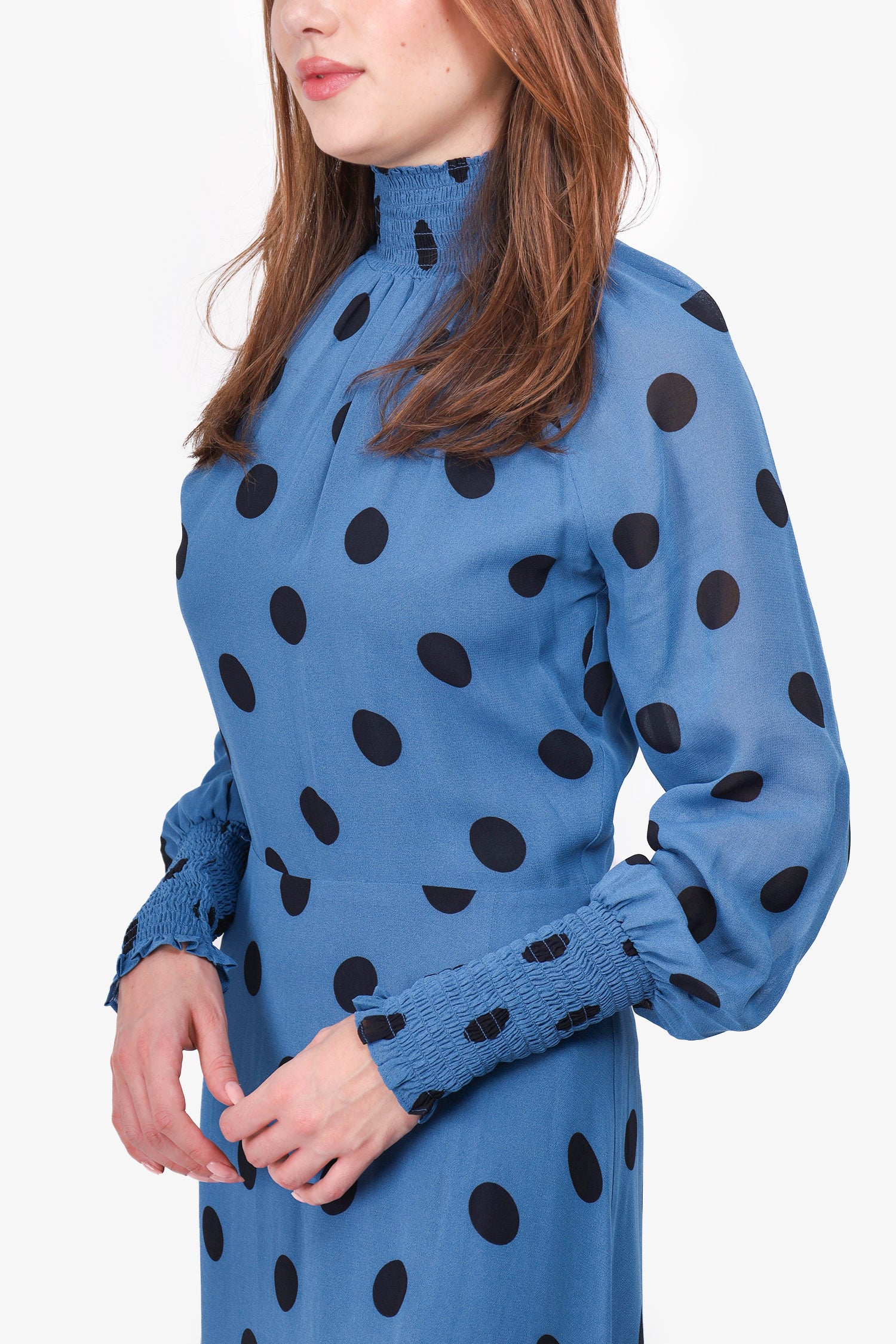 reformation blue polka dot dress Blue/Black Long-Sleeve Polka-Dot Size 0 – Mine & Yours Classic Audrey - Little Casual dresses Bold polka ED-013 Size:UK 5 / EU 38 / US 7