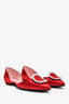 Roger Vivier Red Satin D'Orsay Flats Size 37