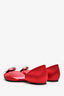 Roger Vivier Red Satin D'Orsay Flats Size 37