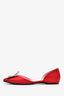 Roger Vivier Red Satin D'Orsay Flats Size 37