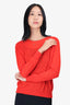 Isabel Marant Orange Alpaca Long Sleeve Distressed Seam Sweater Size 40