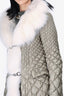 Ermanno Scervino Green Nylon/Fur Hooded Quilted Coat Size 46