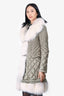 Ermanno Scervino Green Nylon/Fur Hooded Quilted Coat Size 46