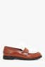 Miu Miu Brown/White Leather Penny Loafers Size 37