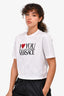 Versace White/Black Graphic "I Love You" Cropped T-Shirt Size 40