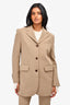 Samsoe Samsoe Beige Pinstripe Oversized Blazer (Size XXS) + Straight Leg Trouser (Size XS) Suit