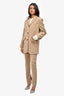 Samsoe Samsoe Beige Pinstripe Oversized Blazer (Size XXS) + Straight Leg Trouser (Size XS) Suit