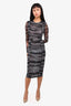 Samsoe Samsoe Grey Printed Mesh 'Josie' Midi Dress Size XS