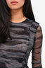 Samsoe Samsoe Grey Printed Mesh 'Josie' Midi Dress Size XS