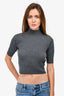 Samsoe Samsoe Grey Wool Cableknit 'Grace' Cropped Turtleneck Sweater Size XS