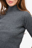 Samsoe Samsoe Grey Wool Cableknit 'Grace' Cropped Turtleneck Sweater Size XS