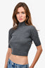 Samsoe Samsoe Grey Wool Cableknit 'Grace' Cropped Turtleneck Sweater Size XS