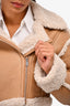 LAMARQUE Brown Faux Leather/Shearling 'Mariane' Cropped Coat Size S