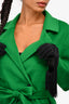 LAMARQUE Green Wool Blend 'Vanessa' Coat with Waist Tie Size S