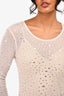 LAMARQUE Beige Rhinestone Embellished Sheer Mesh Midi Dress Size XS