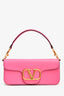 Valentino Pink Leather V Logo Shoulder Bag with Chain