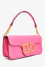 Valentino Pink Leather V Logo Shoulder Bag with Chain