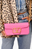 Valentino Pink Leather V Logo Shoulder Bag with Chain