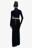 Paco Rabanne Blue Velvet Crystal Embellished Mock Neck Dress Size 34