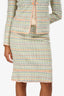 Pre-Loved Chanel™ 05P Pink/Green Tweed Jacket with Midi Skirt Set Size 36