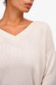 Brunello Cucinelli White Cashere/Silk Sequin Embellished V Neck Sweater Size L