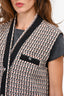 Maje Orange/Black/White Tweed Vest Jacket Size 36