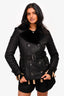 Burberry Brit Black Shearling Lambskin Double Breasted Belted Jacket Size 4 US