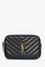 Saint Laurent Black Leather Chevron Logo 'Lou' Belt Bag