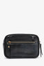 Saint Laurent Black Leather Chevron Logo 'Lou' Belt Bag