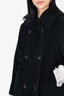 Max Mara Black Shearling Alpaca Wool Hooded Coat Size 6