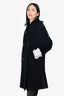 Max Mara Black Shearling Alpaca Wool Hooded Coat Size 6