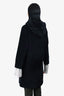 Max Mara Black Shearling Alpaca Wool Hooded Coat Size 6