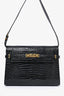 Saint Laurent Black Croc Embossed Medium Manhattan Shoulder Bag