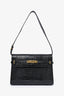 Saint Laurent Black Croc Embossed Medium Manhattan Shoulder Bag