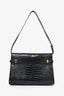 Saint Laurent Black Croc Embossed Medium Manhattan Shoulder Bag