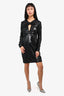 Halston Black Sequin Bow Detail Mini Dress Size 6