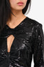 Halston Black Sequin Bow Detail Mini Dress Size 6
