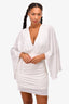 Halston White Jersey Ruched Bell Sleeve Mini Dress Size 6