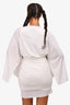 Halston White Jersey Ruched Bell Sleeve Mini Dress Size 6