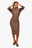 Fendi Taupe Piqué Jersey Midi Dress Size 38 IT