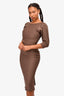 Fendi Taupe Piqué Jersey Midi Dress Size 38 IT