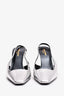 Saint Laurent Silver Metallic Leather Slingback Heels Size 39.5