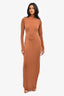 Camila Coelho Brown Mock Neck Open Back Maxi Dress Size S