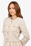 L'Academie Cream Wool Blend Boucle Evening Jacket Size XS