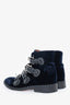 Givenchy Navy Velvet Studded Buckle Boot Size 9