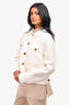 Rails White Wool Blend Cropped Shirt Jacket Size L