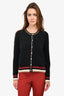 L'Agence Black Knit Cardigan With Gold Trim Size S
