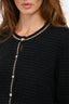 L'Agence Black Knit Cardigan With Gold Trim Size S