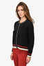 L'Agence Black Knit Cardigan With Gold Trim Size S
