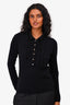 Burberry London Black Cashmere Ruffle Front Top Size S